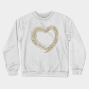 Golden Glitter Heart on White Crewneck Sweatshirt